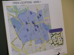 Maps of Ward 7, 8, and 1 that showed the crew and gang locations were on display. These maps are also available in the online report.